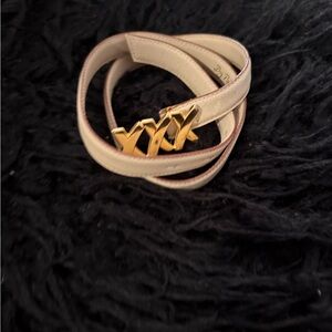 Paloma Picasso Vintage Elegant Leather Cream Belt Made in Italy 🇮🇹 70/Small